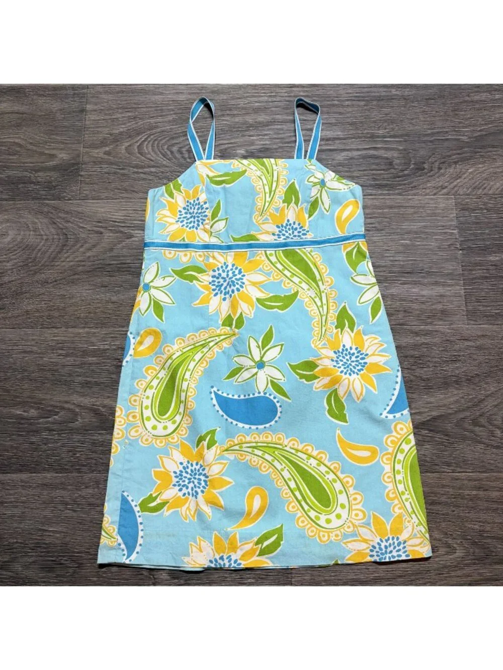 Lilly Pulitzer White Label Sunflowers Paisley Sundress Girls 8 VTG Resortwear